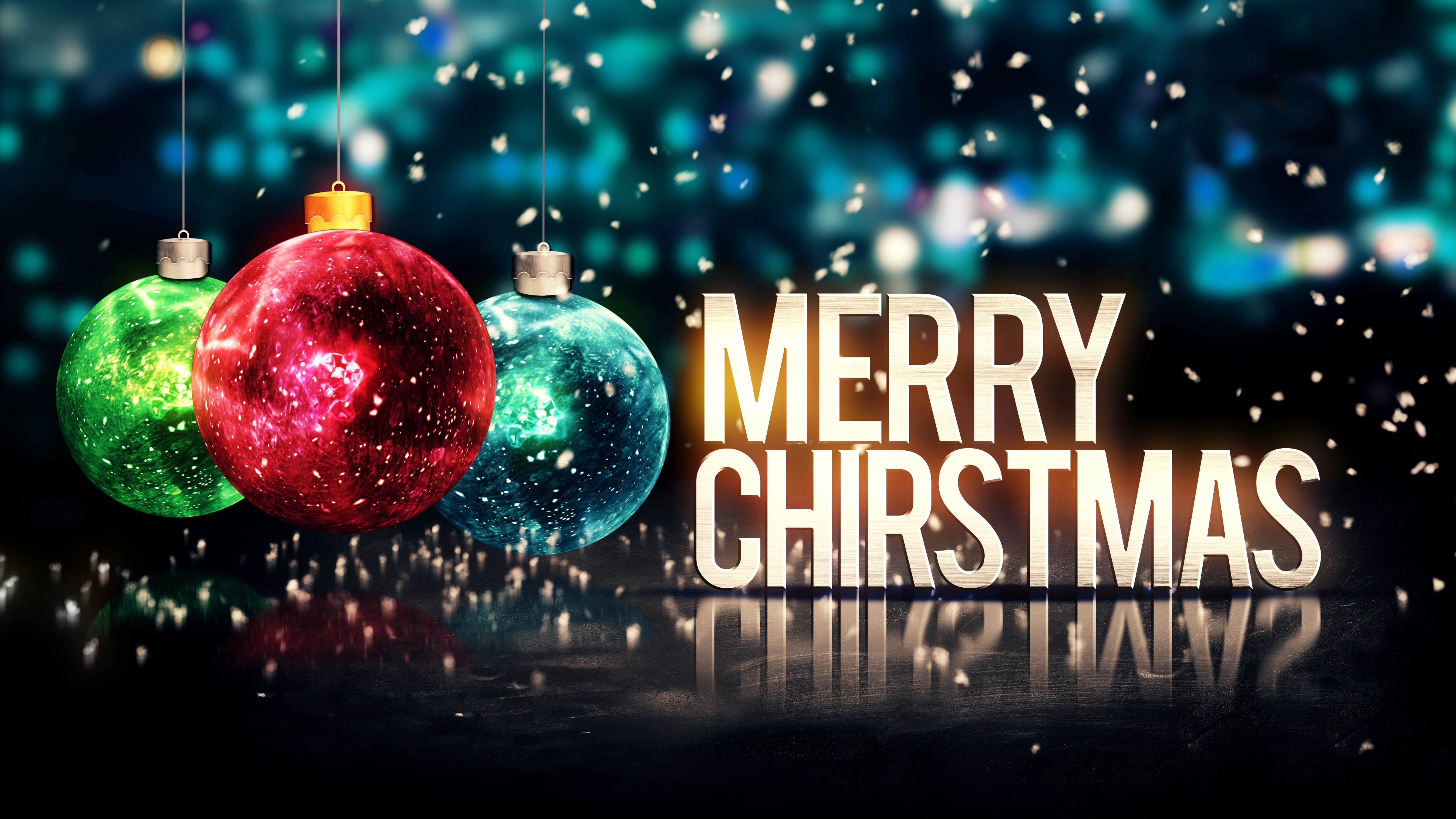 merry christmas balls glitter 4k ultra hd desktop wallpaper